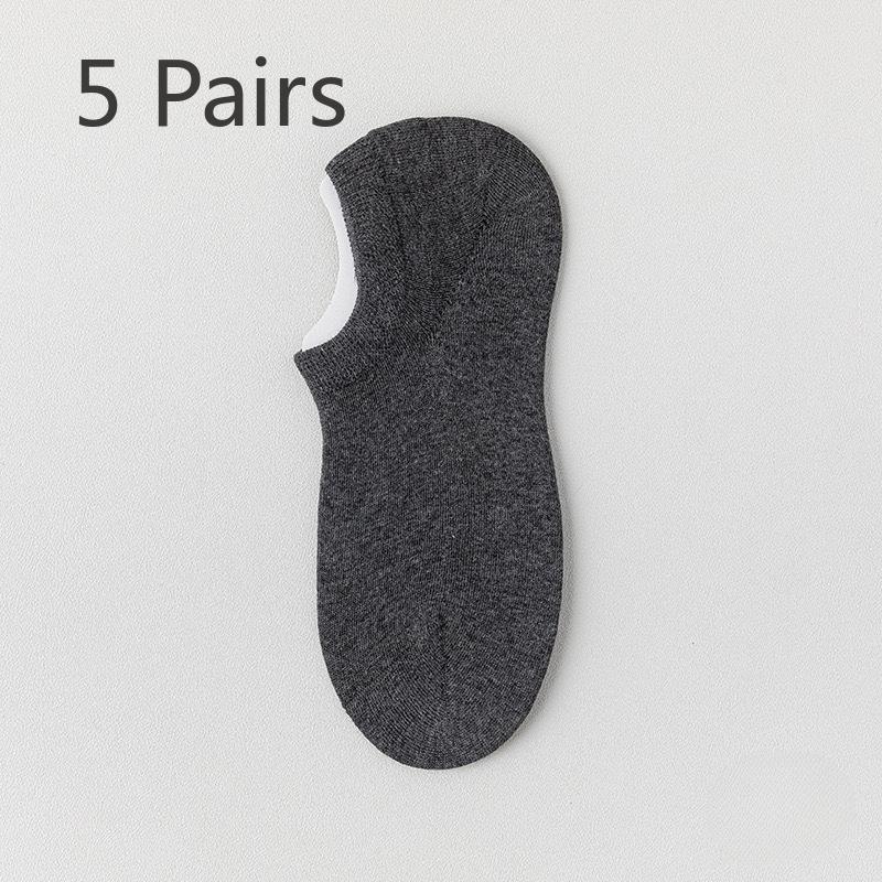 5 Pairs Boat Socks Men's Shallow Mouth Invisible Socks Spring and Summer Mesh Breathable Sweat Anti-odour Boneless Cotton Socks
