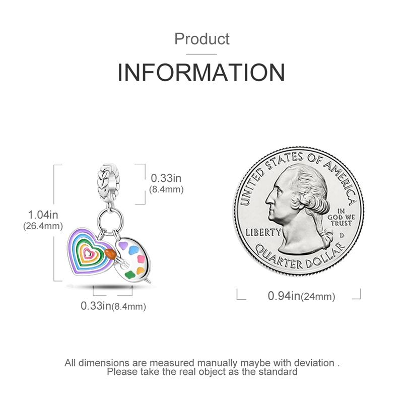 Charms Authentic Copper Plated Rainbow Heart-Shaped Palette Pendants Ideal For Original Bracelet Beads Women Jewellery Designing DIY Style