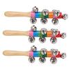 6Pcs Shaking Bell Sticks Wooden Handle Xmas Jingle Bells Musical Percussion Instrument for Holiday Birthday Party