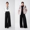 ELLE Women's Black Wool Blend Wide-Leg Casual Pants