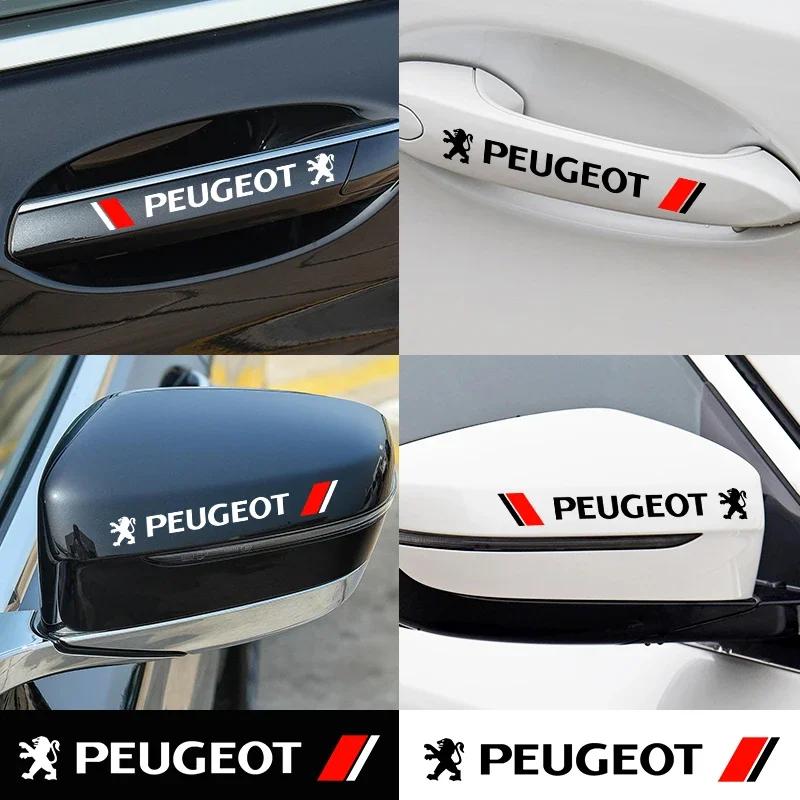 2026 Hot Car Sticker 4pcs Car Styling Door Handle Reflective Stickers Vinyl Decoration For Peugeot 206 207 307 3008 2008 308 407