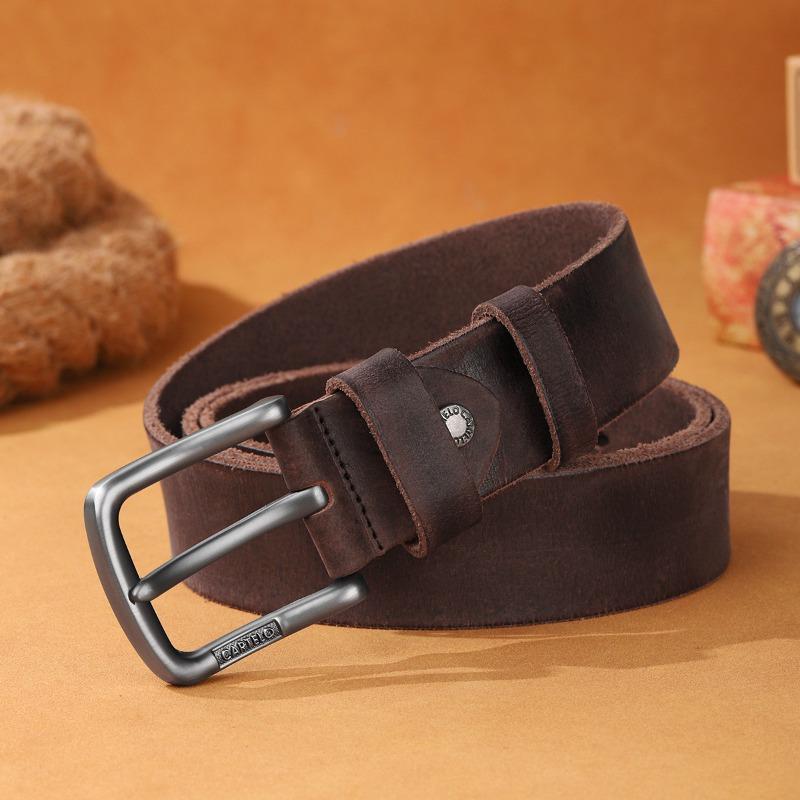 

[first layer cowhide belt] men s pin buckle belt retrocasual belt genuine leather belt One size fits all
