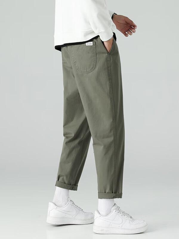 Dingfengbaoluo Men's Trendy Straight-Leg Cropped Pants
