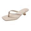 Women's Summer Square-Toe Flip-Flops, Casual Beach Thin-Heel Sandals