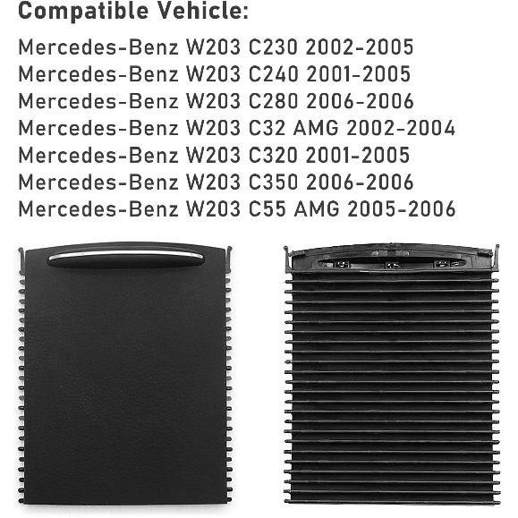 Jaronx für Mercedes Benz C-Klasse W203 Mittelkonsolen-Rollladenabdeckung, Becherhalter-Rollo-Reißverschluss, Mittelkonsolen-Schieberabdeckungen für Mercedes Benz