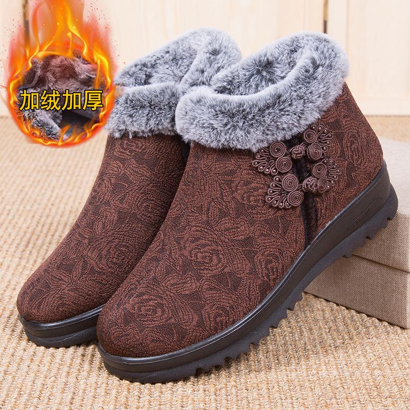

Новые зимние хлопковые ботинки женские модные повседневные мамины сноубутсы средней и пожилой возраст, бархатные утепленные хлопковые ботинки 41