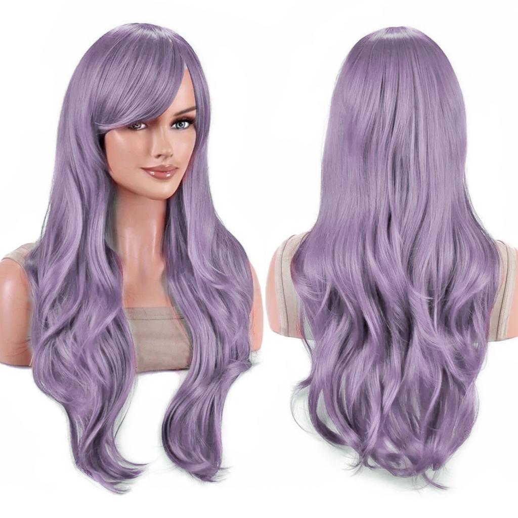 Parrucche Colorate Sintetiche Ondulate per Cosplay Lunghe 70cm con Frangia Parrucca Costume per Donne