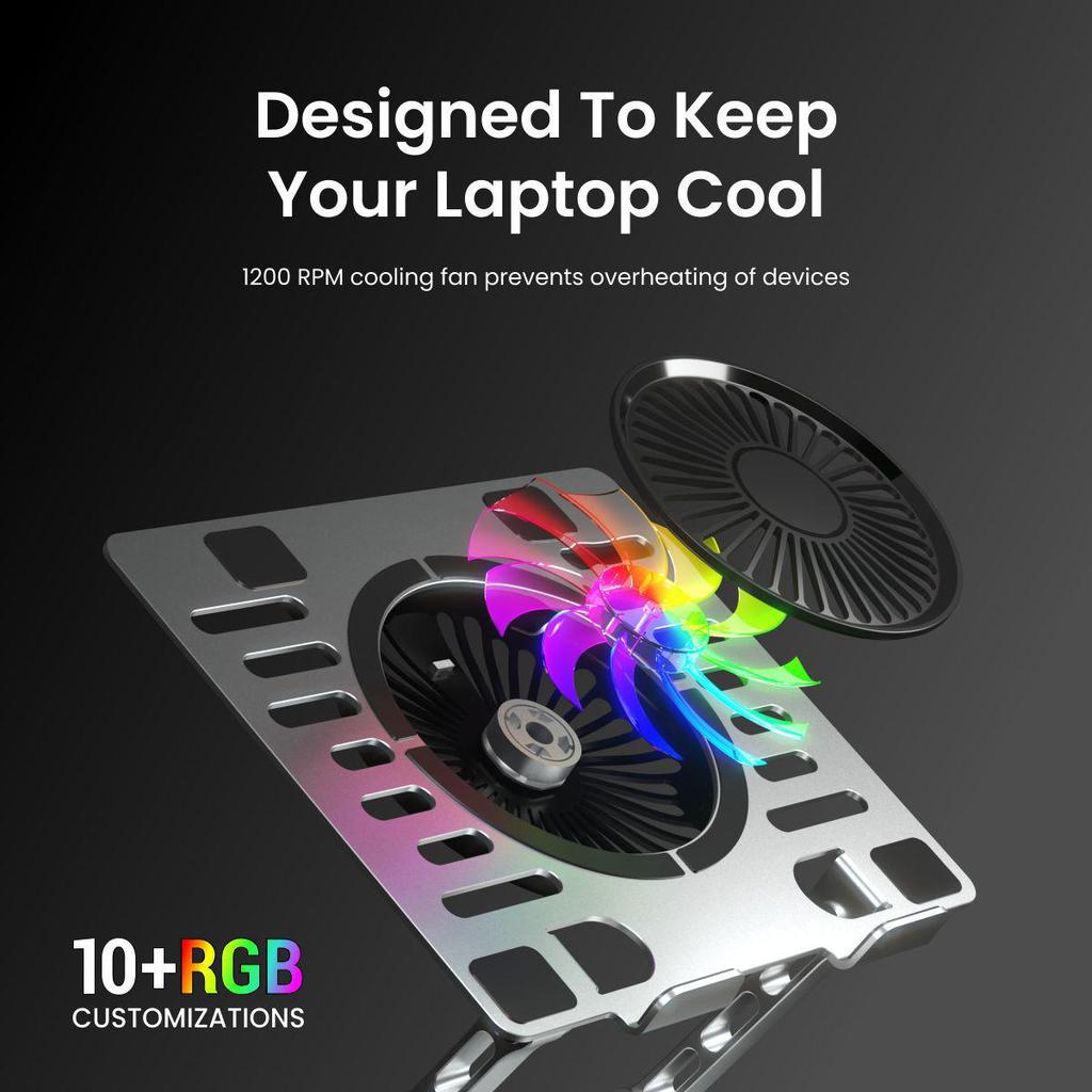 Justerbart Aluminiumstativ för Laptopkylare med RGB-belysning X16