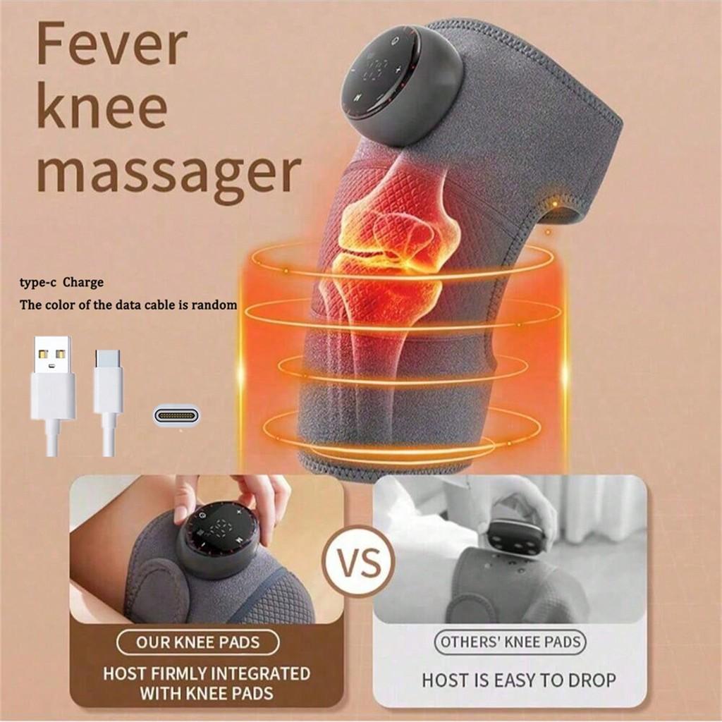Rechargeable Heated Knee Massager Adjustable 3D Fully Heated Knee Pad Adjustable Vibration Knee Therapy Device