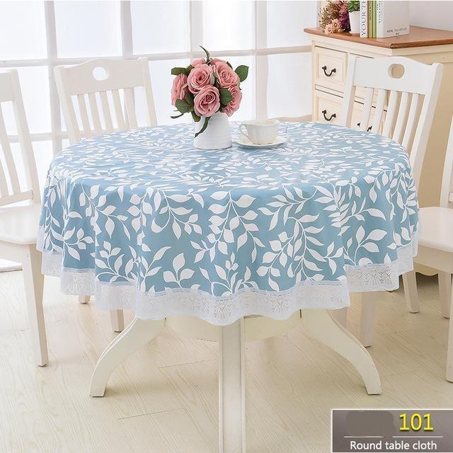 Flower Round Table Cloth Waterproof Pastoral Pvc Plastic Kitchen Tablecloth Oilproof Decorative Elegant Fabric Table Cover