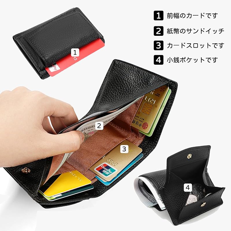 [PORRASSO] Geldbörse Damen Mädchen Mini Geldbörse Rindsleder dreifach gefaltete Geldbörse dreifach gefaltete Geldbörse Modische süße Popularität leichte dünne Trennwand Münzbörse