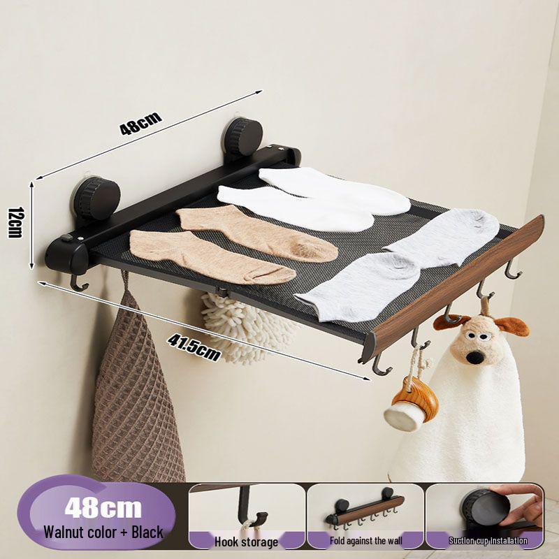 Invisible Retractable Folding Drying Rack with No-Punch Suction Cup for Balcony