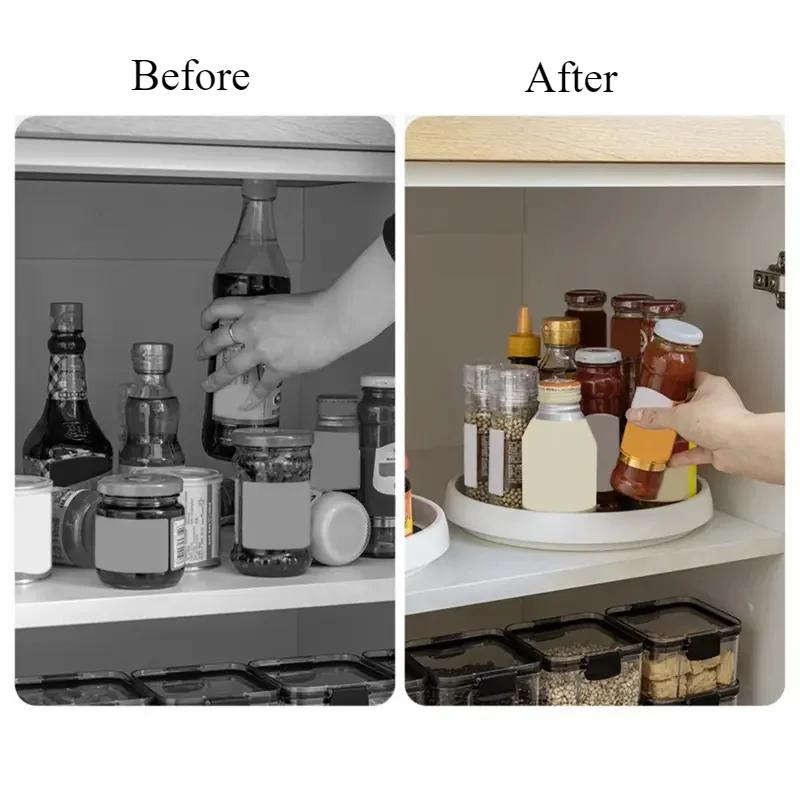 Multi Purpose Storage Tray 360 Degree Rotating Spice Organizer Non-Slip Turntable Shelf Storage for Kitchen Cabinet Condiment