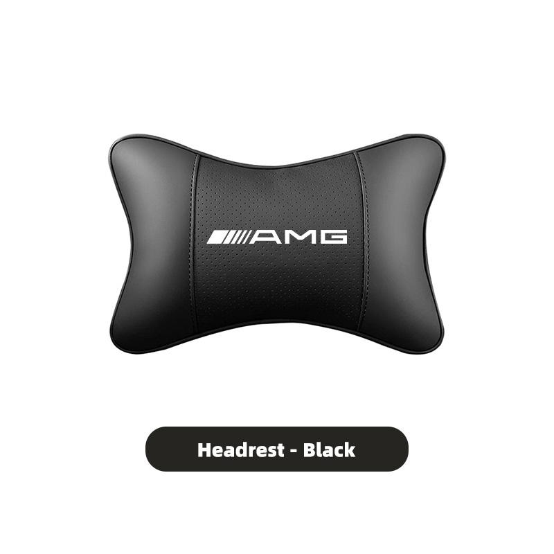 IXEA6 Car Seat Leather Headrest Lumbar Support Cushion Tire Valve Cap For Mercedes Benz AMG E S C A B Class GLE GLS CLA CLE GLC CLS