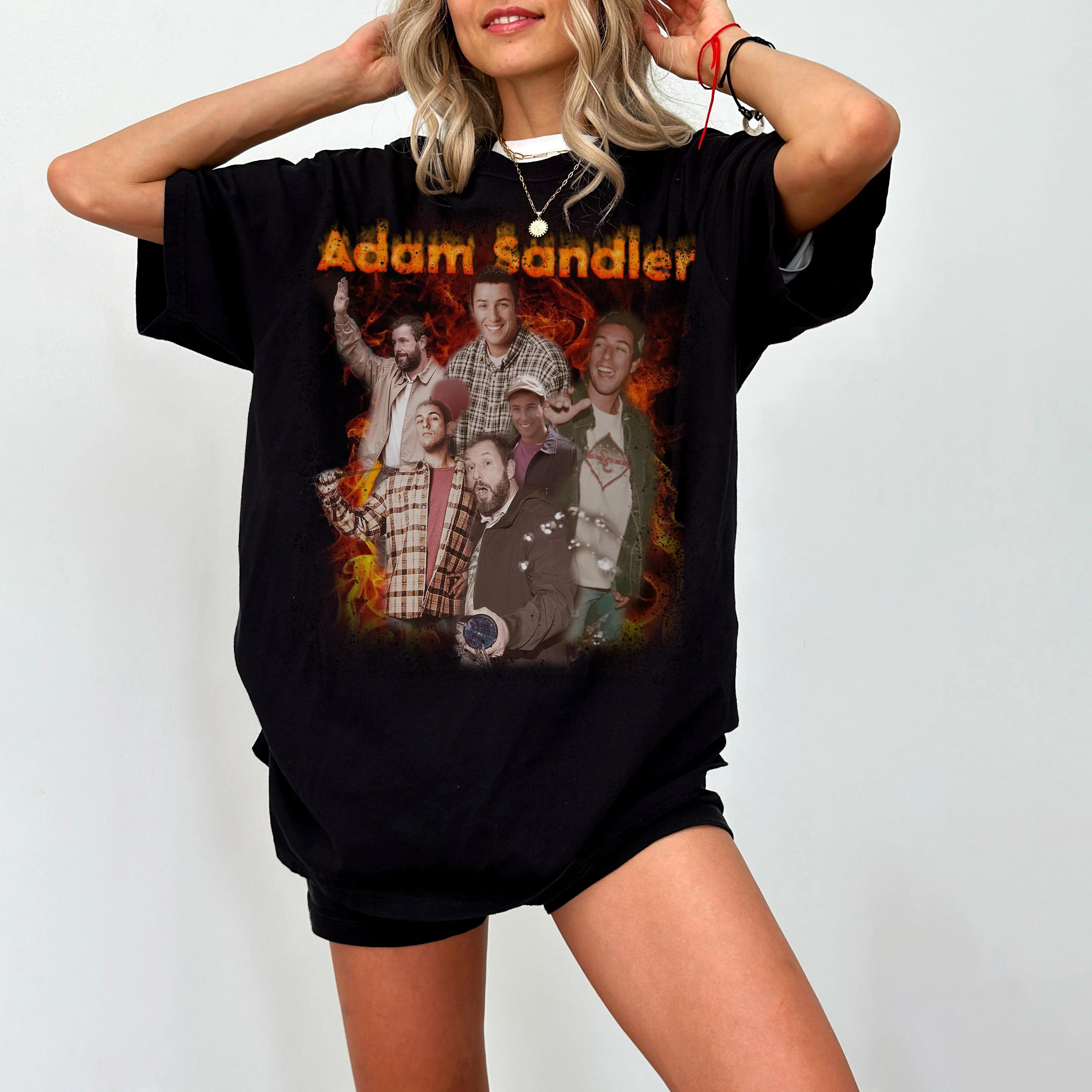 Adam Sandler Fan Club Graphic Tee Graphic Short Sleeve Shirt Unisex Unisex Women Summer Unisexs TShirt Black Casual Crew Neck S