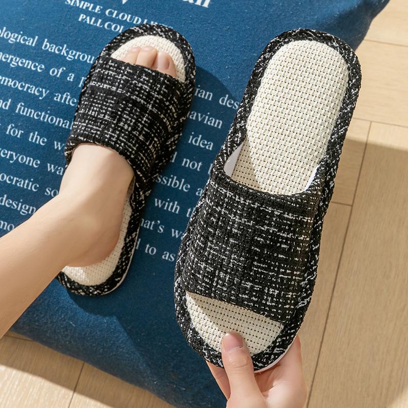 Linen Slippers Women's Spring and Autumn Four Seasons Indoor Household Cotton and Linen Home Non-slip Summer Male Couple
