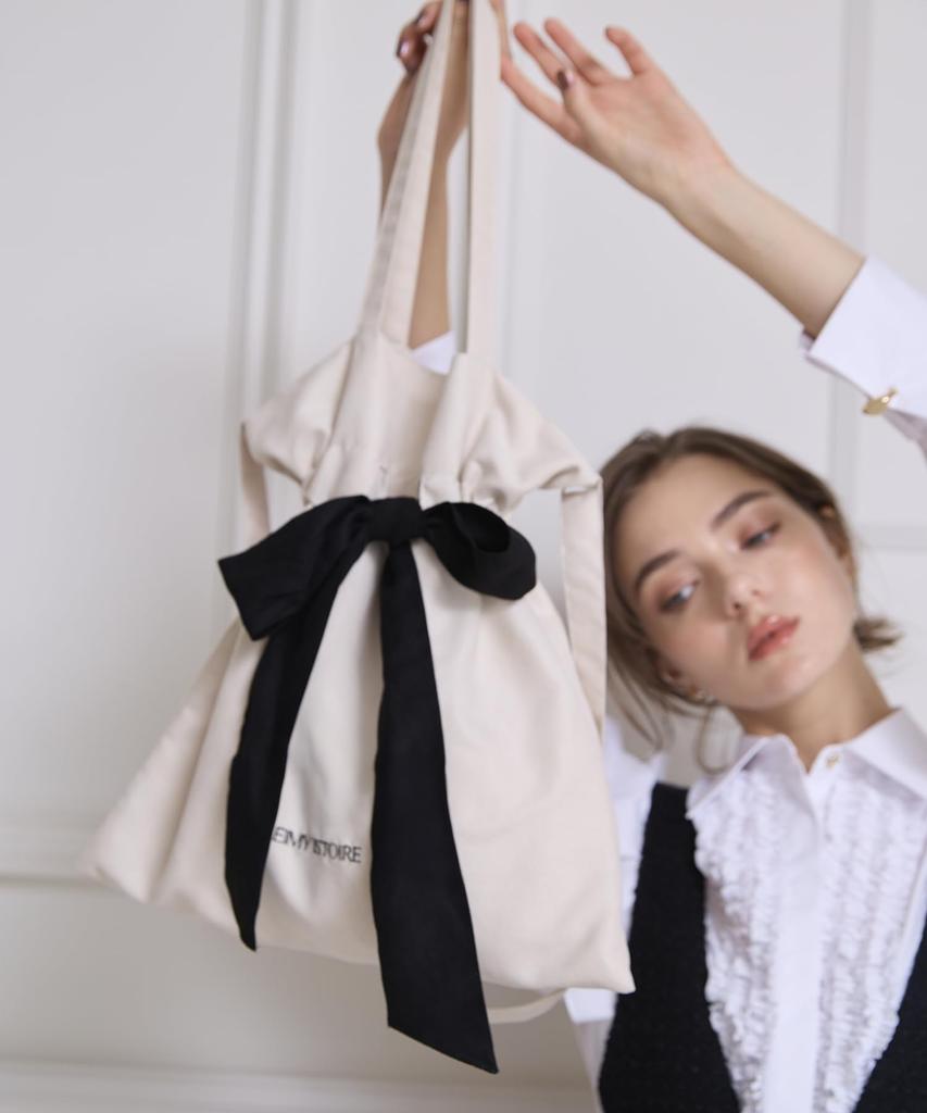 EIMY Logo Ribbon Tote (Black)