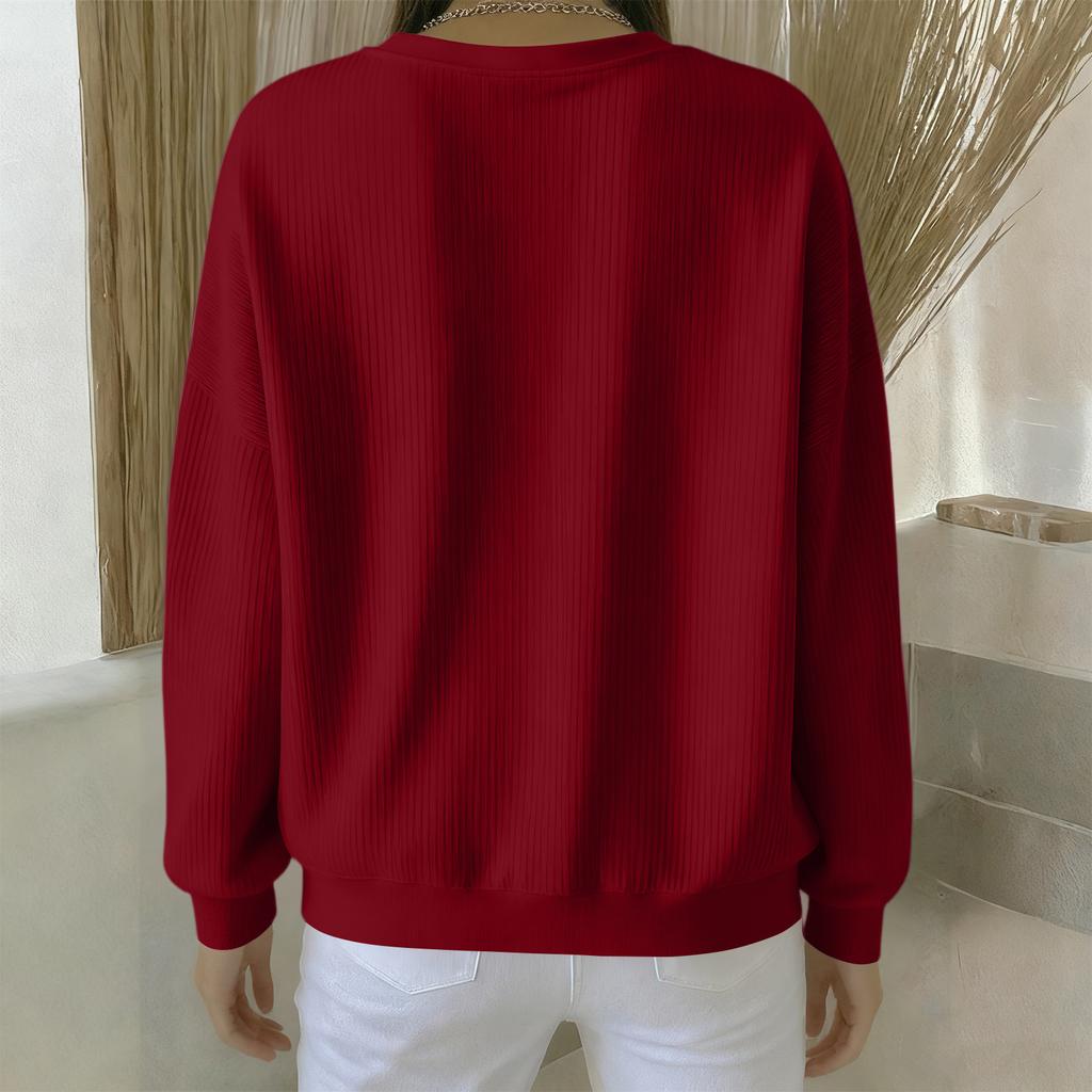 Women's Loose Comfortable Casual And Fashionable Round Neck Solid Color Long Sleeved Sweatshirt
