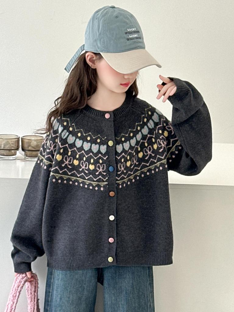 Strickjacke für Mädchen im koreanischen Stil: 2025 Herbst/Winter Mode Mantel für Kinder
