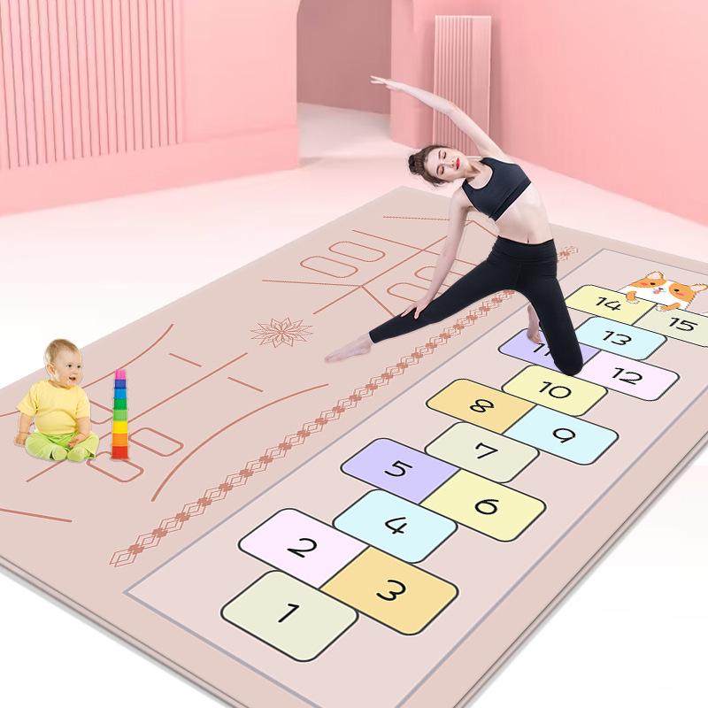 Pogrubiona Antypoślizgowa Mata do Jogi i Fitnessu Redukująca Hałas, Bardzo Szeroka i Długa do Aerobiku w Domu lub Tańca Dzieci