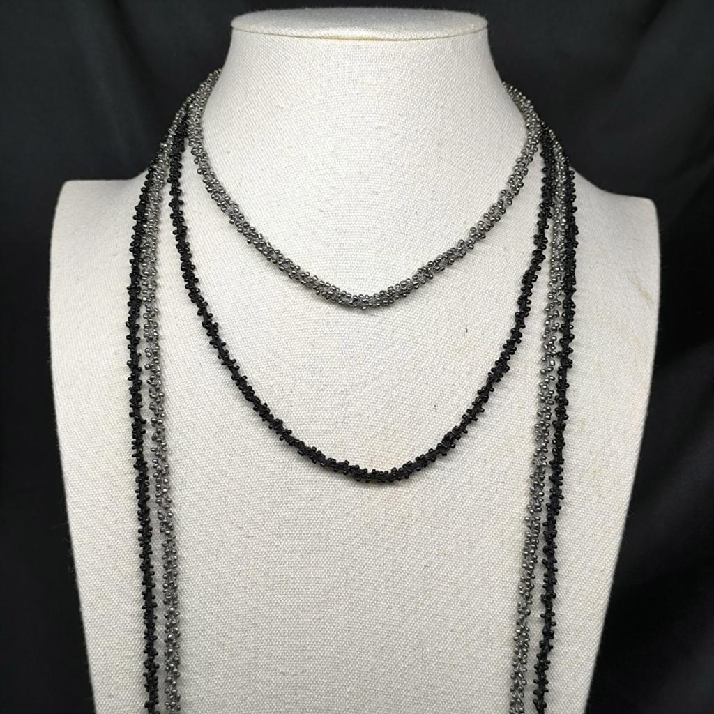 Long Statement Artificial Crystal Beaded Necklace Vintage Inspired Lightweight Multilayer Neckchain Handmade Accessory