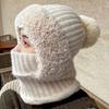 1pc Winter Lined Knit Hat with Earflap, Windproof and Warm Hooded Neck Gaiter for Outdoor Cycling, Warm Hat, Christmas Hats