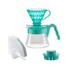 V60 Color Brew Hand Drip Set for Includes Glass Measuring 40 Paper and Recipe Mint Breeze 1-2 Cups, Heat-Resistant Server, Spoon, Sheets, Book,