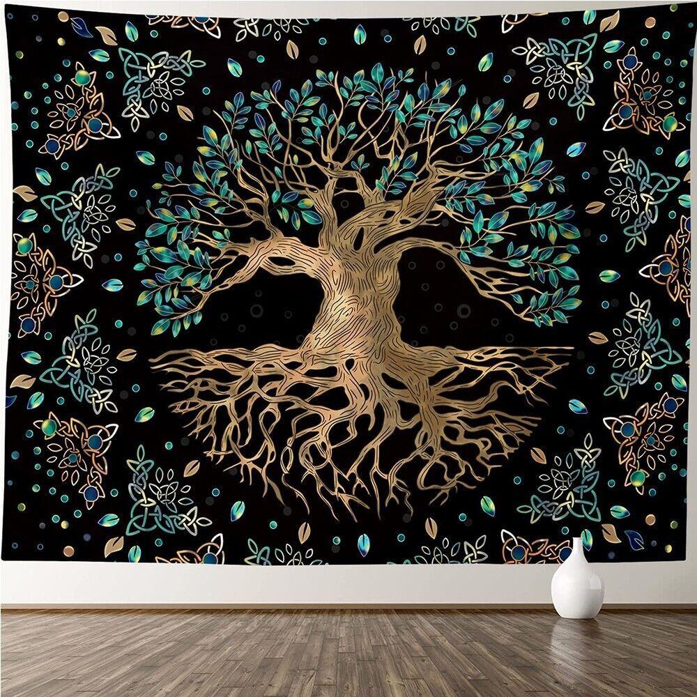 Green Tree of Life Tapestry 75x100