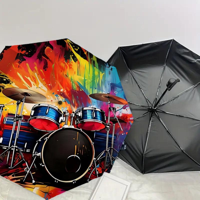 1 Stück Buntes Regenschirm-Trommelset - 8 Rippen verstärkt, Automatisches Öffnen, Leicht & Langlebig, Niedliches Modeaccessoire für den Außenbereich, Strand oder Freizeit, Strand