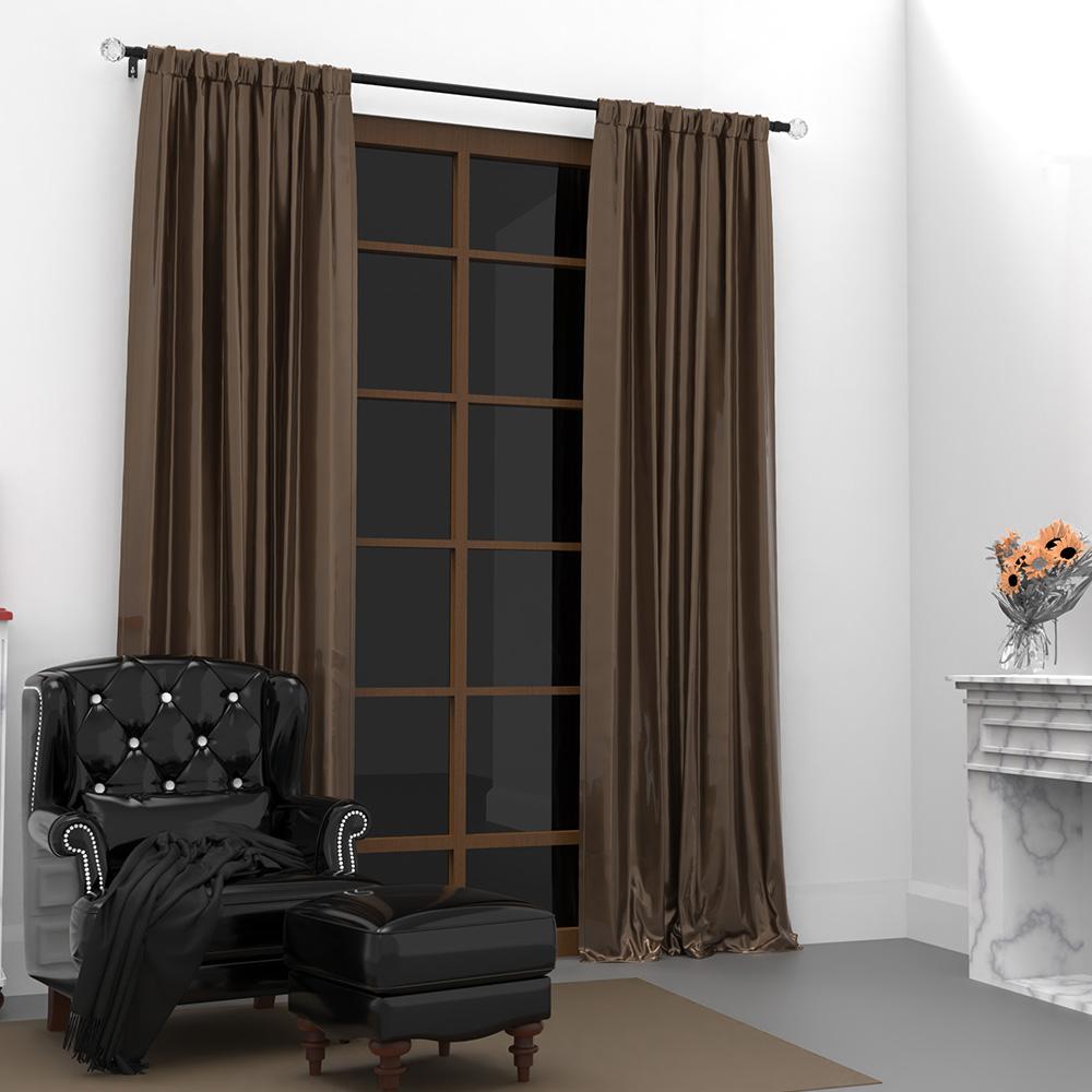 Home Decoration, 0.63Inch Iron Spliced Black Curtain Rods/Roman Rods, Transparent Crystal-Style Decorative Heads, Curtain Rod Br