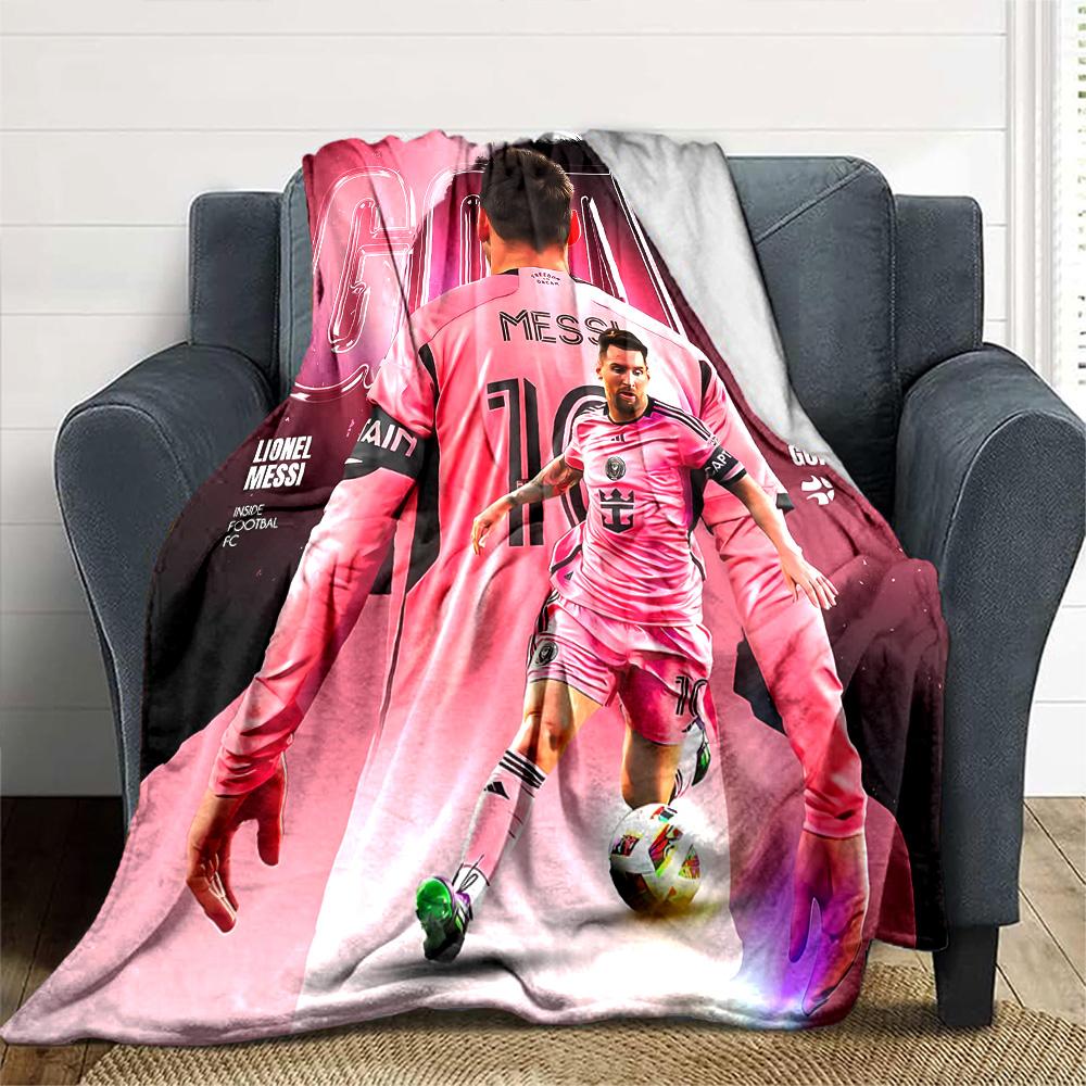 Lionel Messi's Assists Milestone Blanket Warmthful Decor Perfect for Bedding Livingroom Chair All-Season Use Playful Design