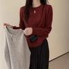 YYFS Maglioni a girocollo a maniche lunghe con stampa tinta unita, casual, autunno inverno, da donna