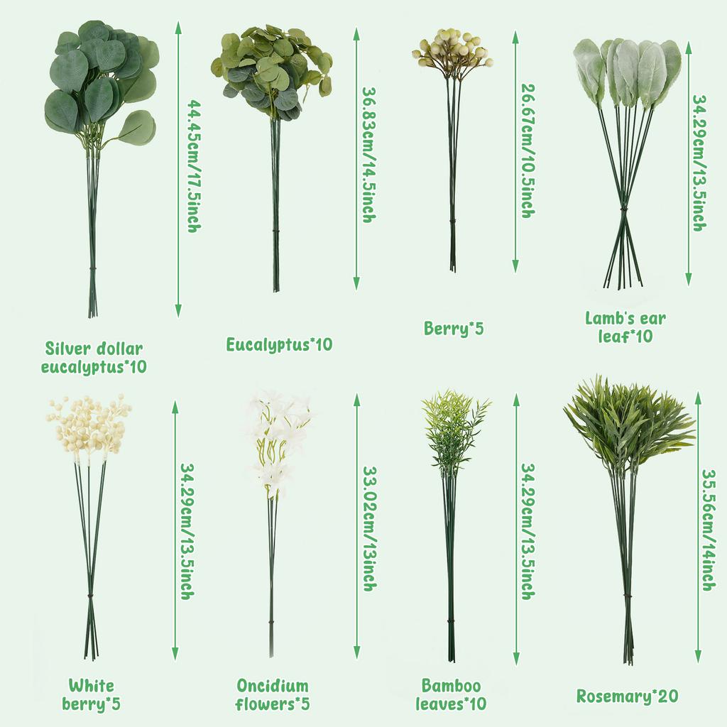 70/75Pcs Faux Greenery Combination Set Artificial Wedding Bouquet Set Faux Flowers Kit for Wedding Home Decoration