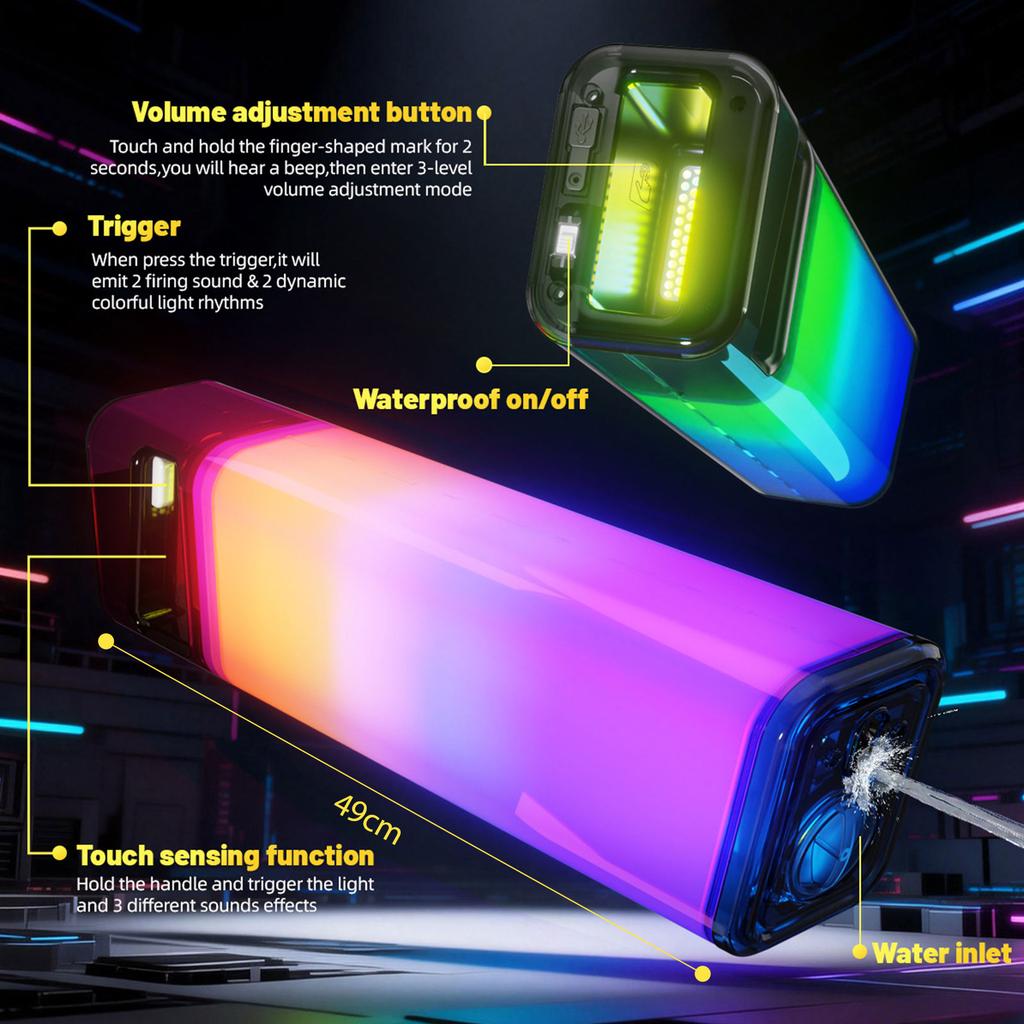 Water Play Product Integrated power Supply 3.7V Rapid Refill Design 32Ft sprinkle Distance