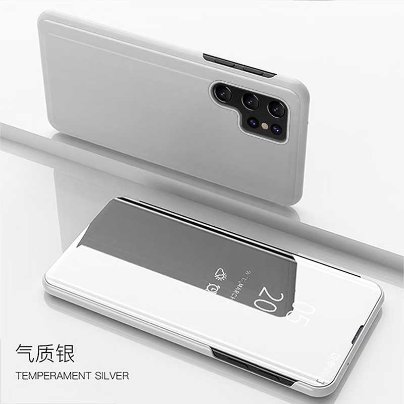 Busin Plating Mirror Smart View Sle Leather Flip Phone Case For Samsung S26 Ultra S25 S24 S23 Plus FE Anti-fall Protection Cover