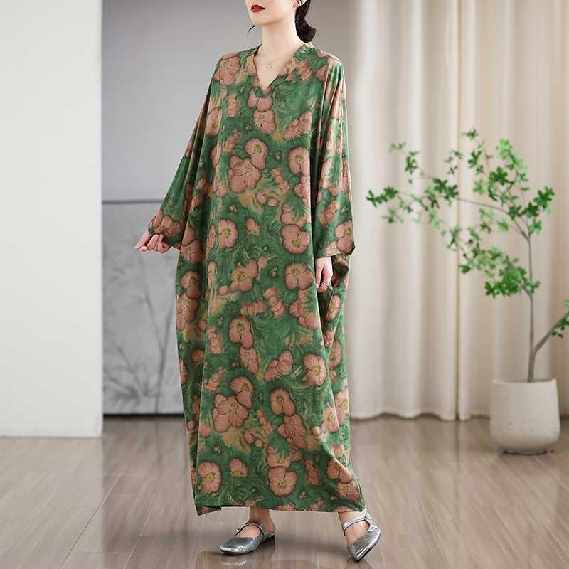 New Floral Vacation Style Travel V-Neck Vintage Dresses