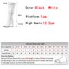 New Black White Knee High Boots Women Fashion Pleated Designer Heels Sxey Pointed Toe Party Dress Dance Shoes Botas De Mujer