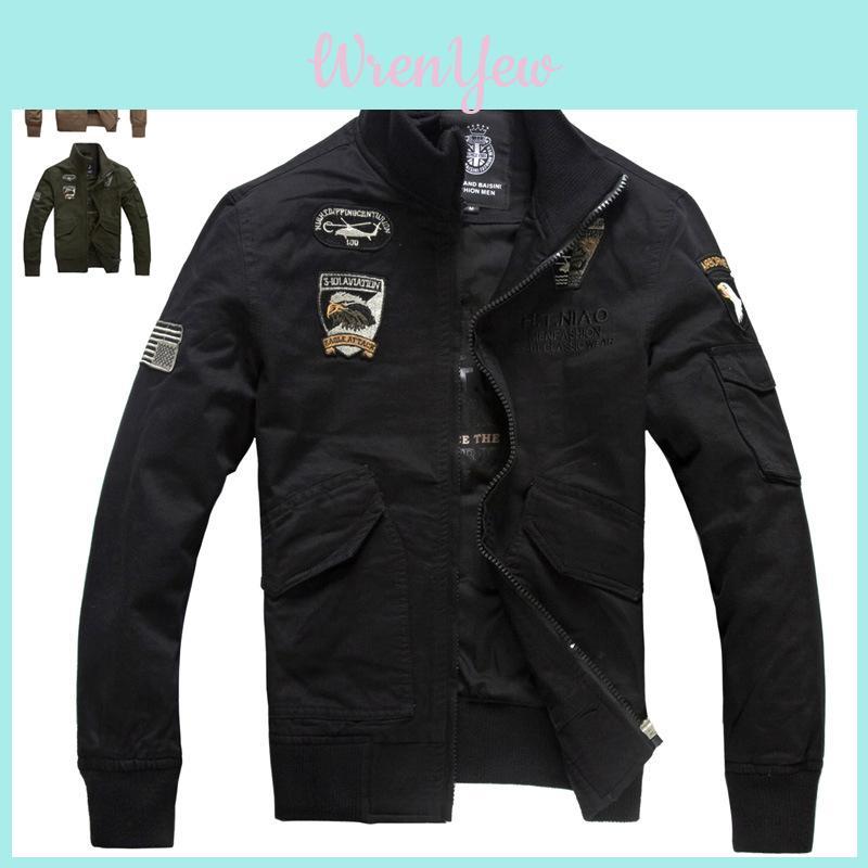 Stylish Men's Military Jackets With Casual Collar And Zipper Closure For Autumn