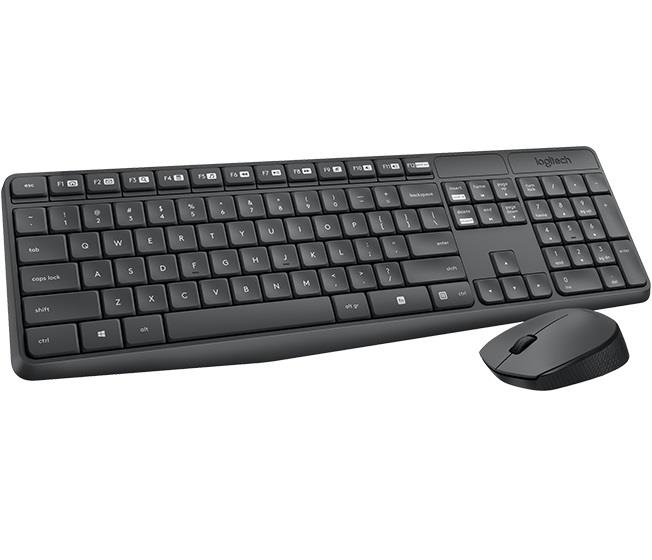 Zestaw bezprzewodowy klawiatura + mysz Logitech MK235 szary