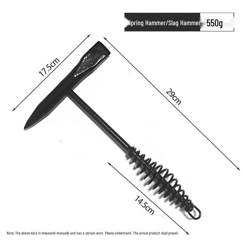 Multifunctional Rust & Welding Hammer with Carbon Steel, Ice Breaking, Black Spring Handle Deslagging Hammer