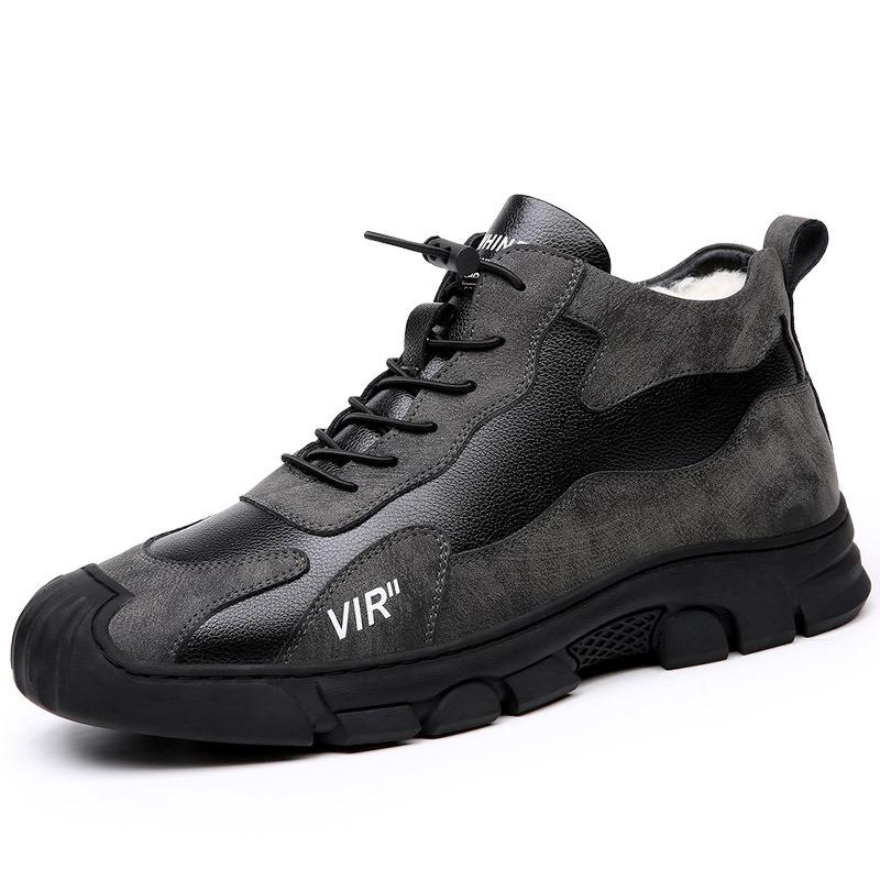 Cotton shoes men's winter leather wool non-slip and warm high-top outdoor casual i shoes cotton boots with thick soles and thick soles