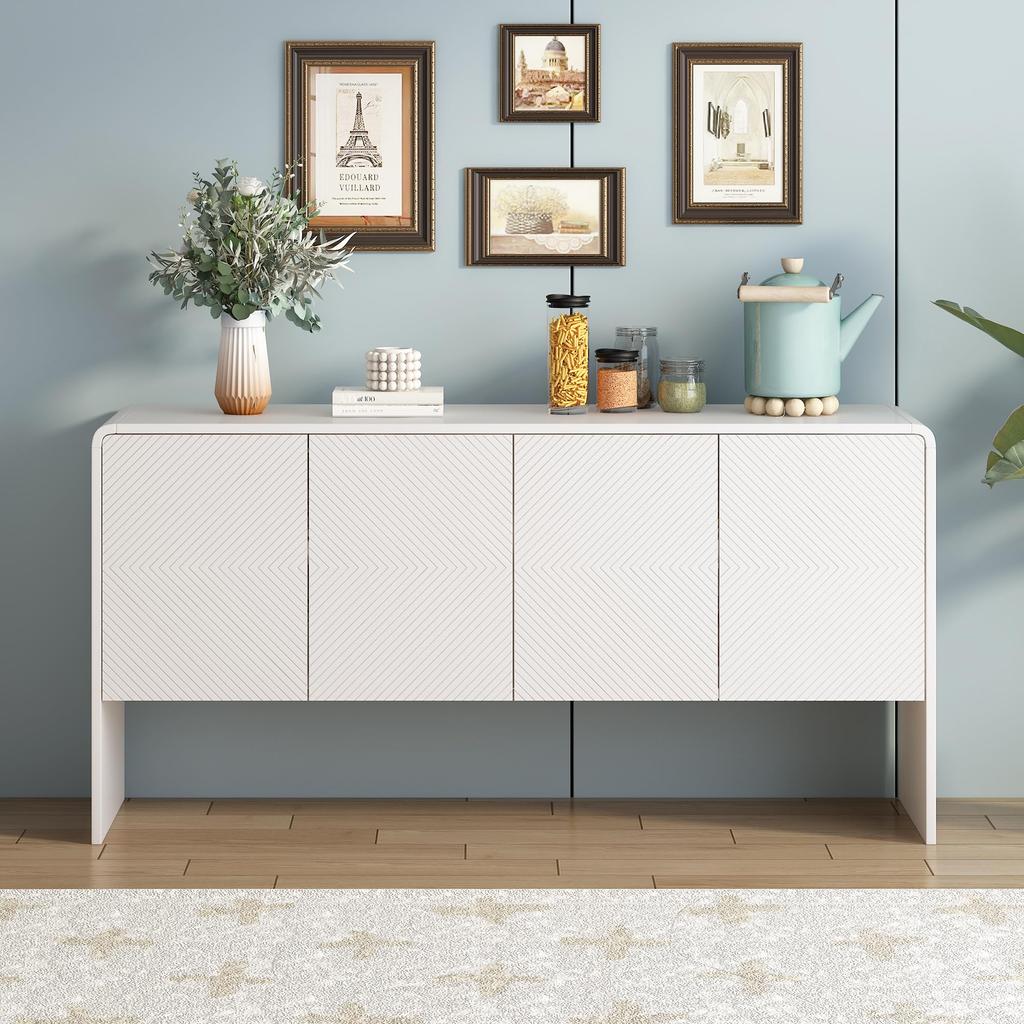 Sideboard Aufbewahrungsschrank: Moderne Anrichte 4 Türen, 2 Schubkästen, viel Stauraum, Esszimmer/Wohnzimmer/Küche, Braun, 208x39.5x80 cm