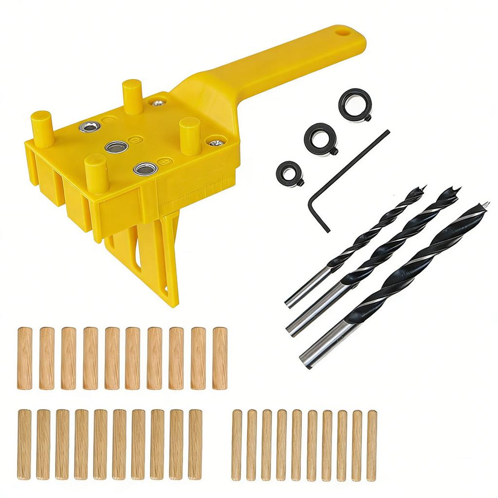 3-In-1 Handheld Woodworking Dowel Jig Self-Centering Drill Guide Kit 6/8/10mm Straight Hole Positioning Puncher Joinery Tools