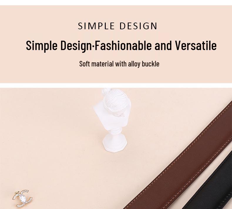 Women's Genuine Leather Casual Belt - Versatile Decorative Accessory for Jeans