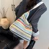Bohemian Style Weave Straw Bag Large Capacity Hollow Tote Bag Simple Rainbow Beach Bag  Vacation