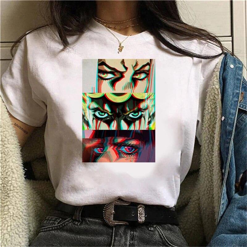 2021 New Jojo Bizarre Adventure T Shirt Women Japan Anime Summer Top T-shirt Golden Experience Ladybug T-Shirt Casual Hip Hop Unisex