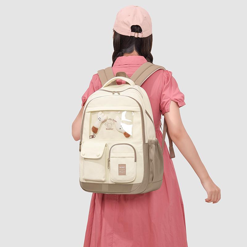 Einfarbiger Rucksack Große Kapazität Leichtgewicht Junior Senior High School Schüler Schultasche