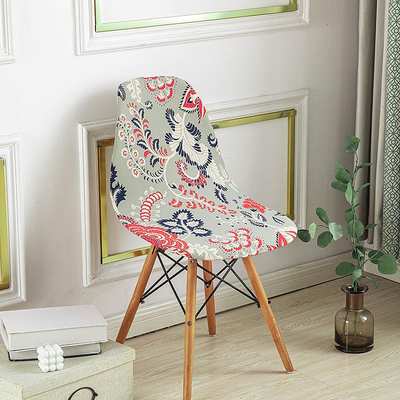 Elastic Printed Dining Chair Cover Back Chair Covers Household Chair Covers Special-Shaped Office Home Removable Fundas Sillas