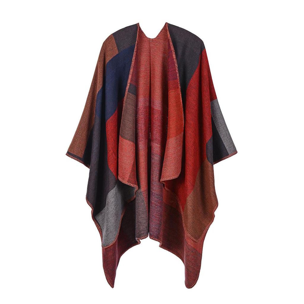 Luxury  Ponchos Coat Imitation Cashmere Scarves Women Winter Warm Shawls And Wraps Pashmina Thick Capes Blanket Femme Scarf
