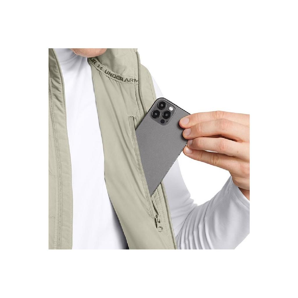 Under Armour PQF Active Hybrid Solid Color Zip Collar Vest Men Vests Beige 1378505-504